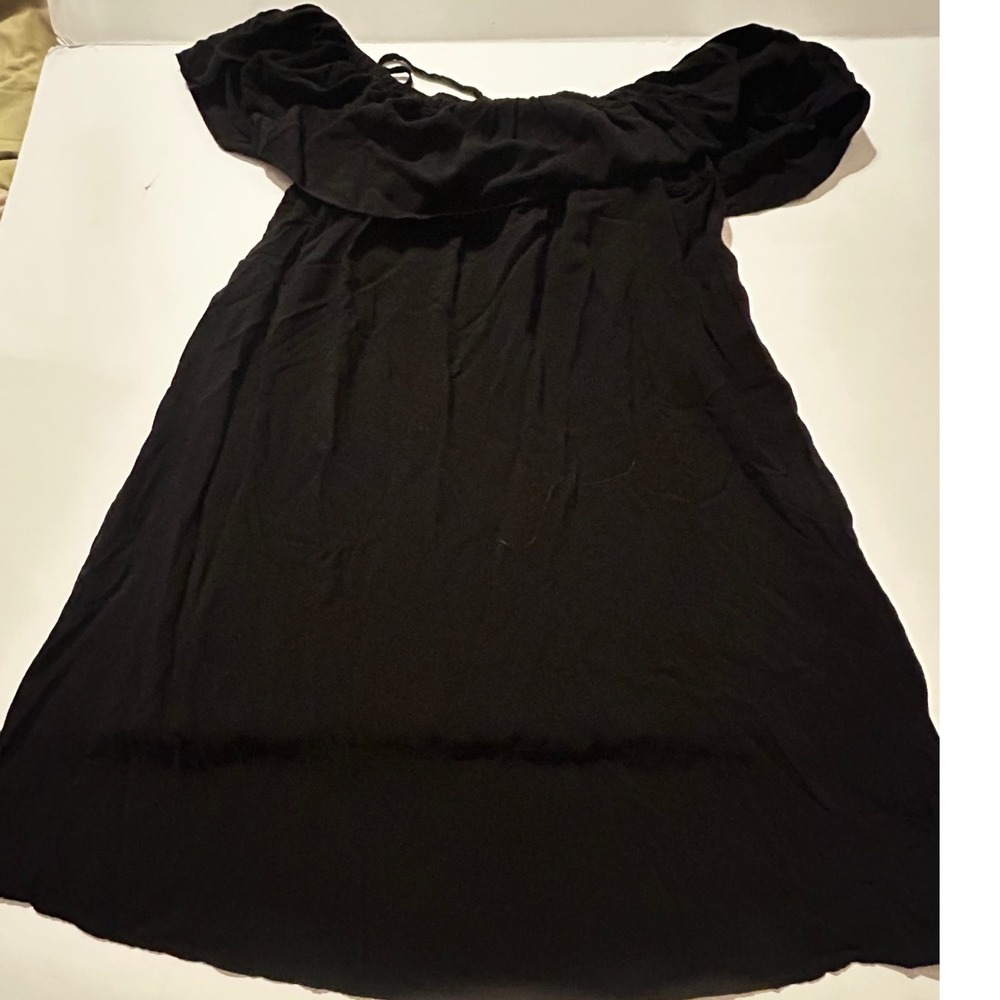 Young Fabulous & Broke Black Off the Shoulder Ruffle Mini Dress Sm Rayon Chic